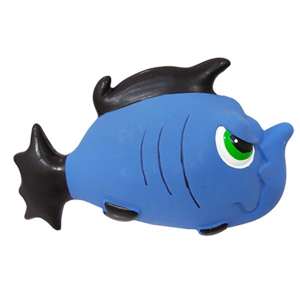 Schoochie Pet Premium Stuffed Latex Angry Blue Fish Toy 75 in 704